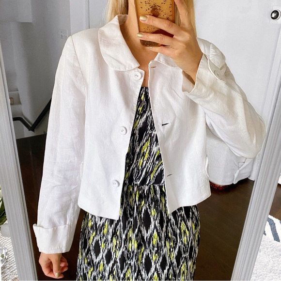 🐚 MONNARI WHITE LINEN ELEGANT BLAZER JACKET! - Picture 5 of 16
